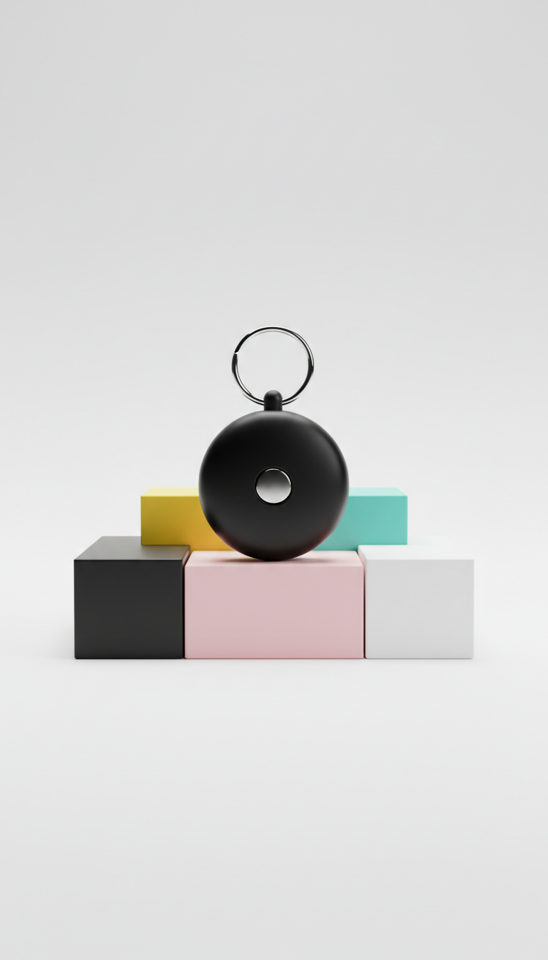 Jet Black Mini Alarm Keychain