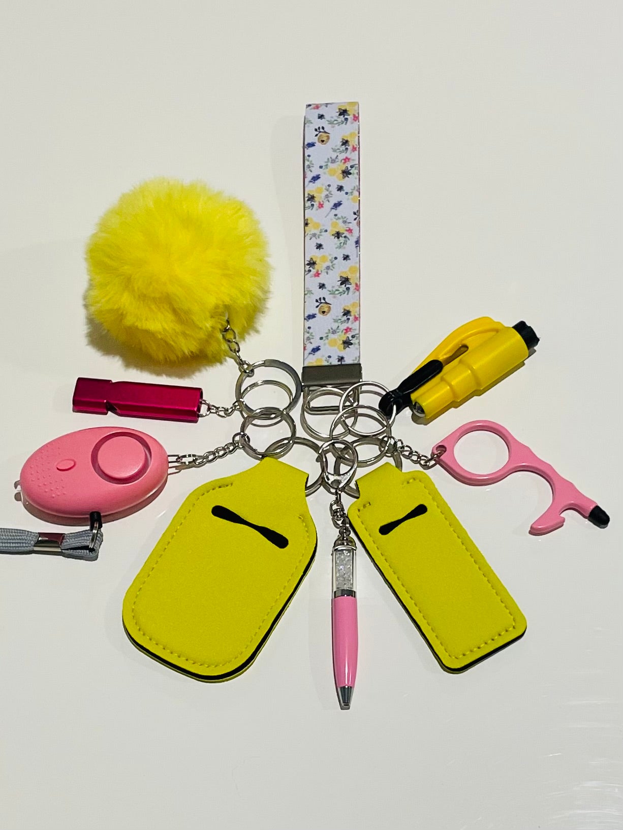 Yellow Flowers Safety Keychain