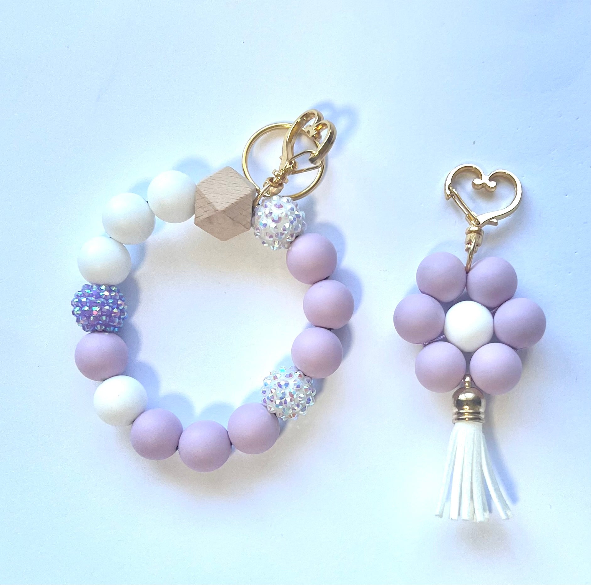 Beaded Wristlet & Flower Keychain Sets