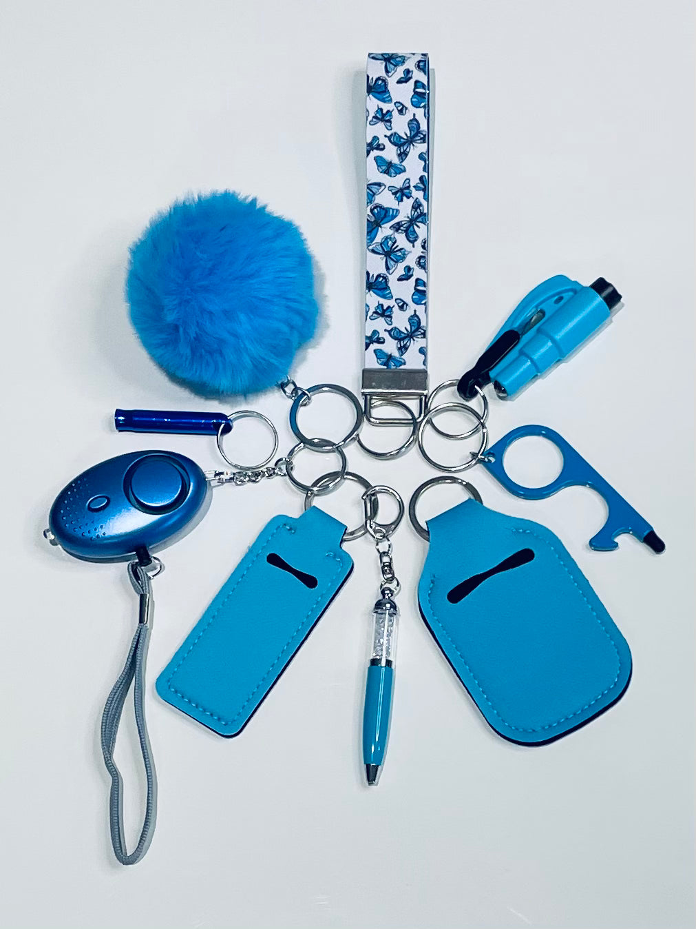 Blue Butterfly Keychain Set