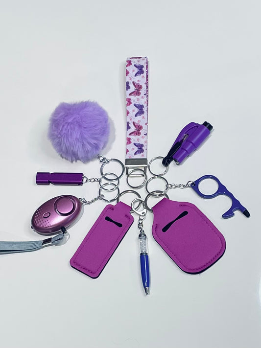 Purple Butterfly Keychain Set