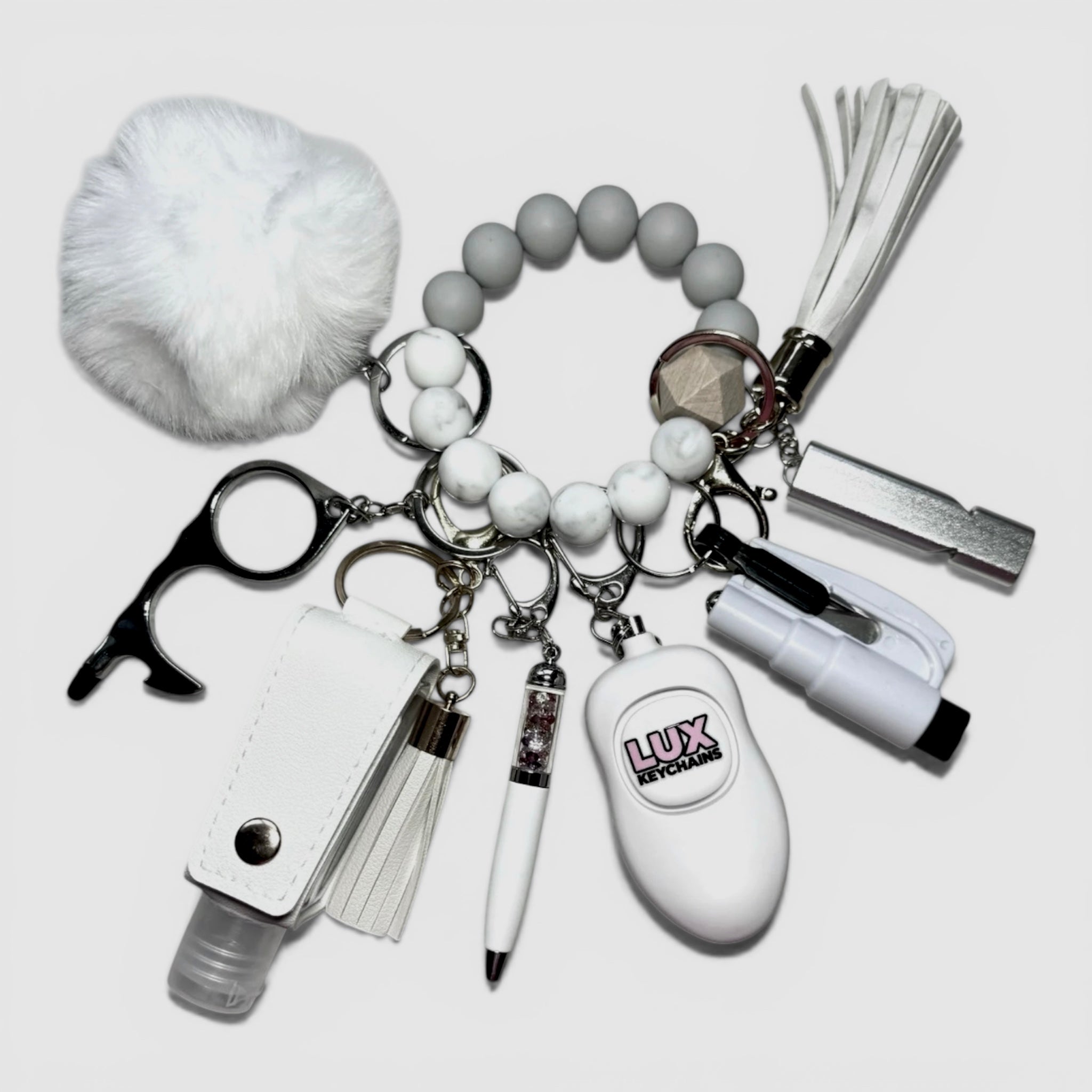 White Ombre Safety Keychain - Lux SOS Alarm
