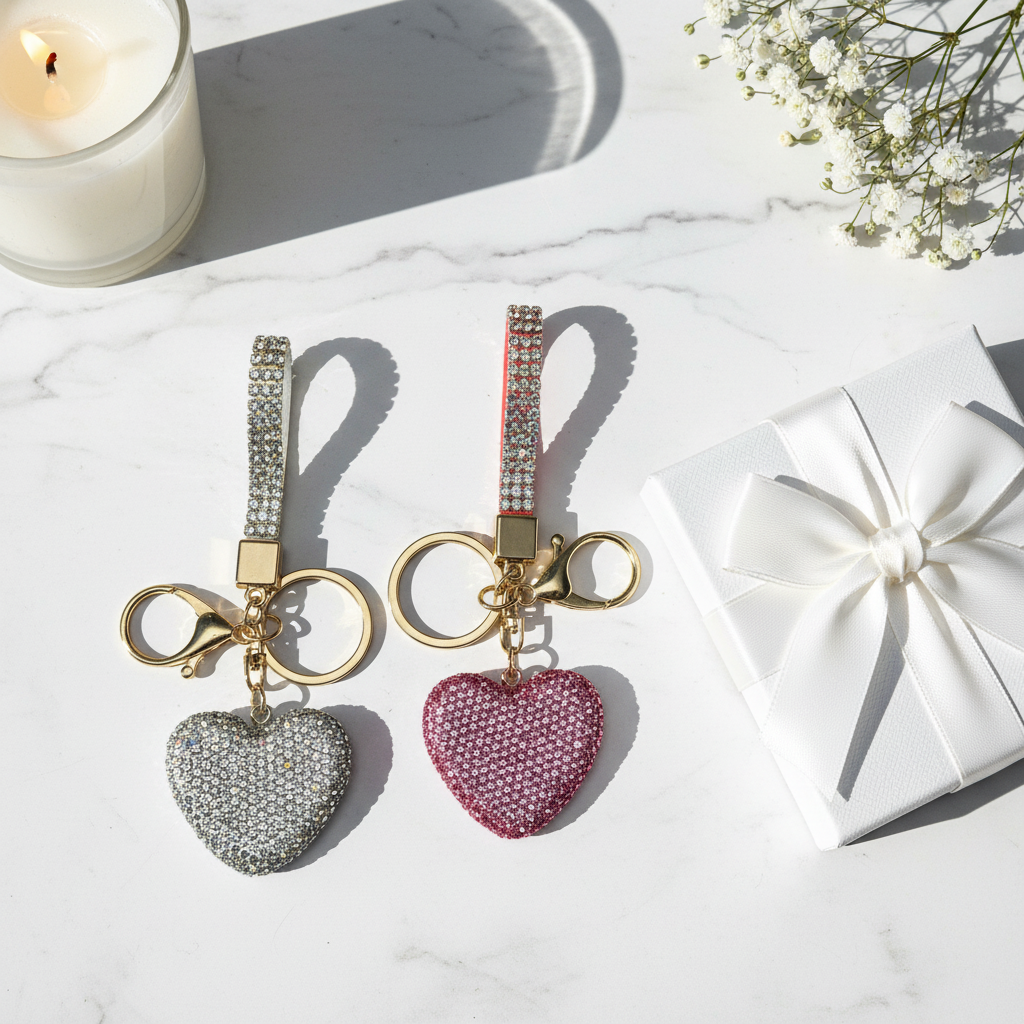 Bling Hearts Keychain - Gift Presentation Shot