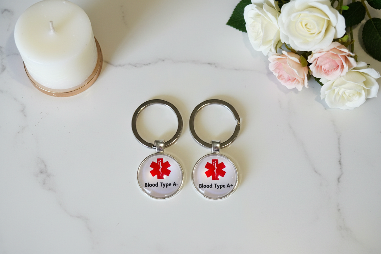 Blood Group Medical Tags - Marble Flat Lay