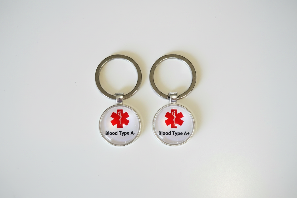 Blood Type A Keychains - White Studio