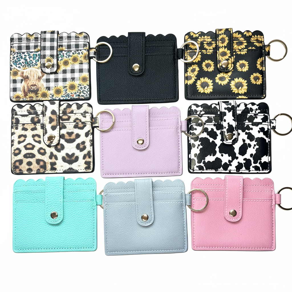 Card Holder Keychain Wallets - Studio White Background