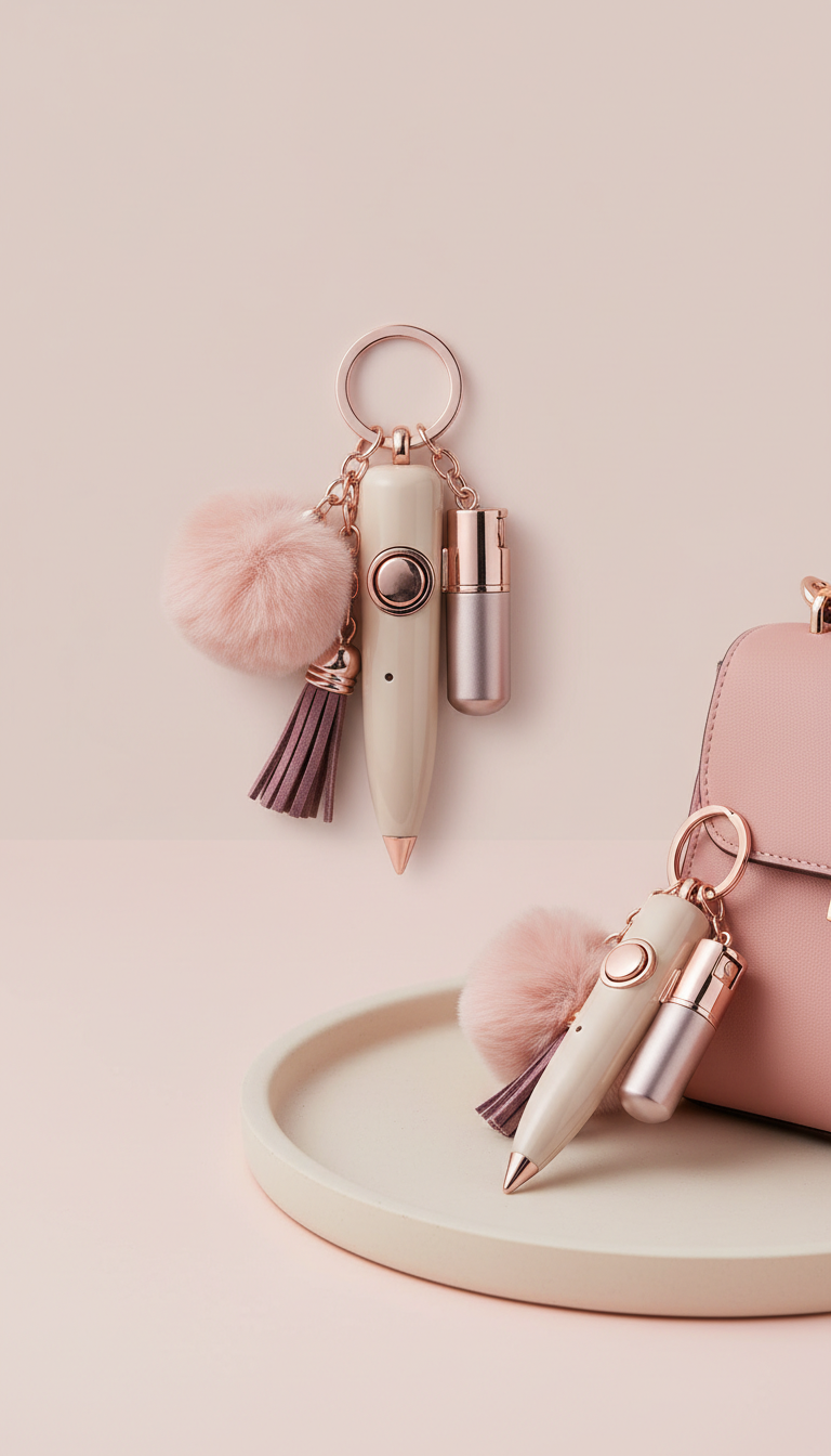 Porcelain beige safety keychain