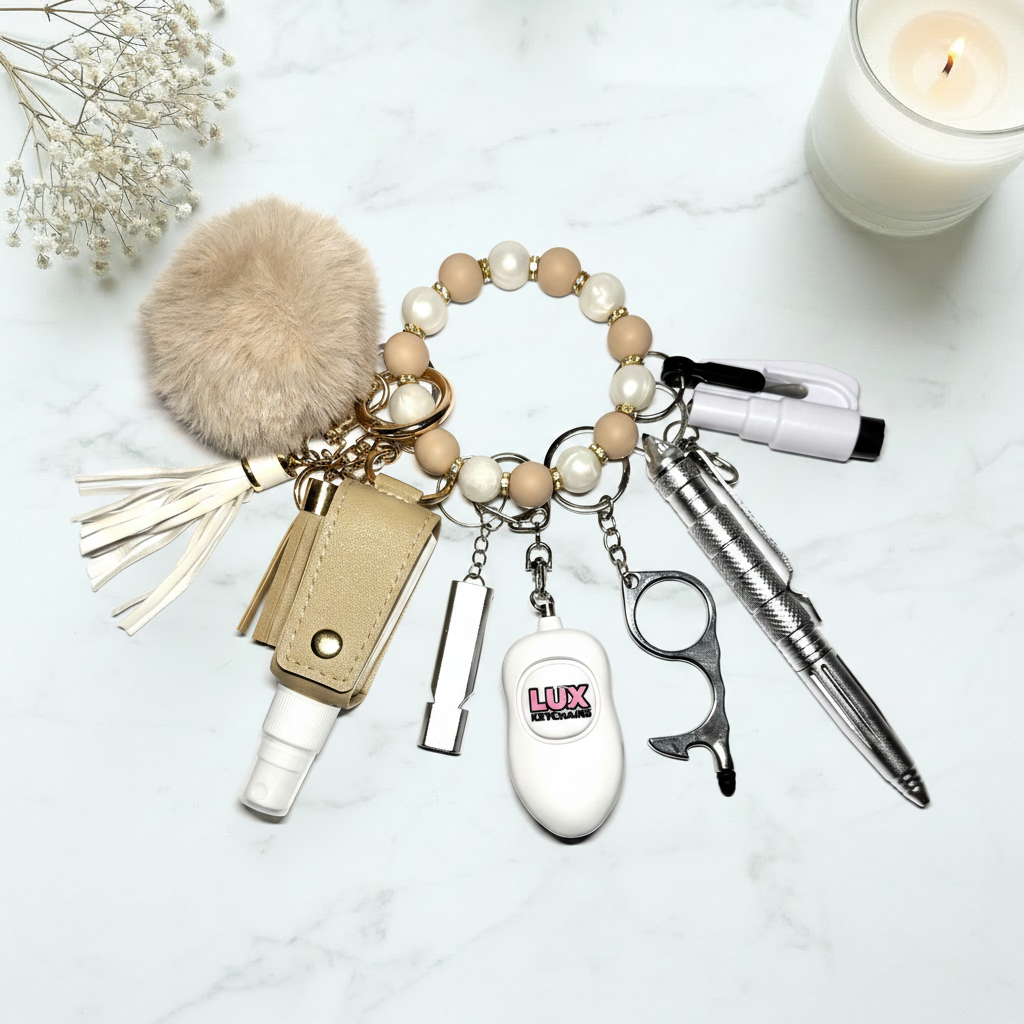 Cinnamon Safety Keychain Set - Marble Flat Lay
