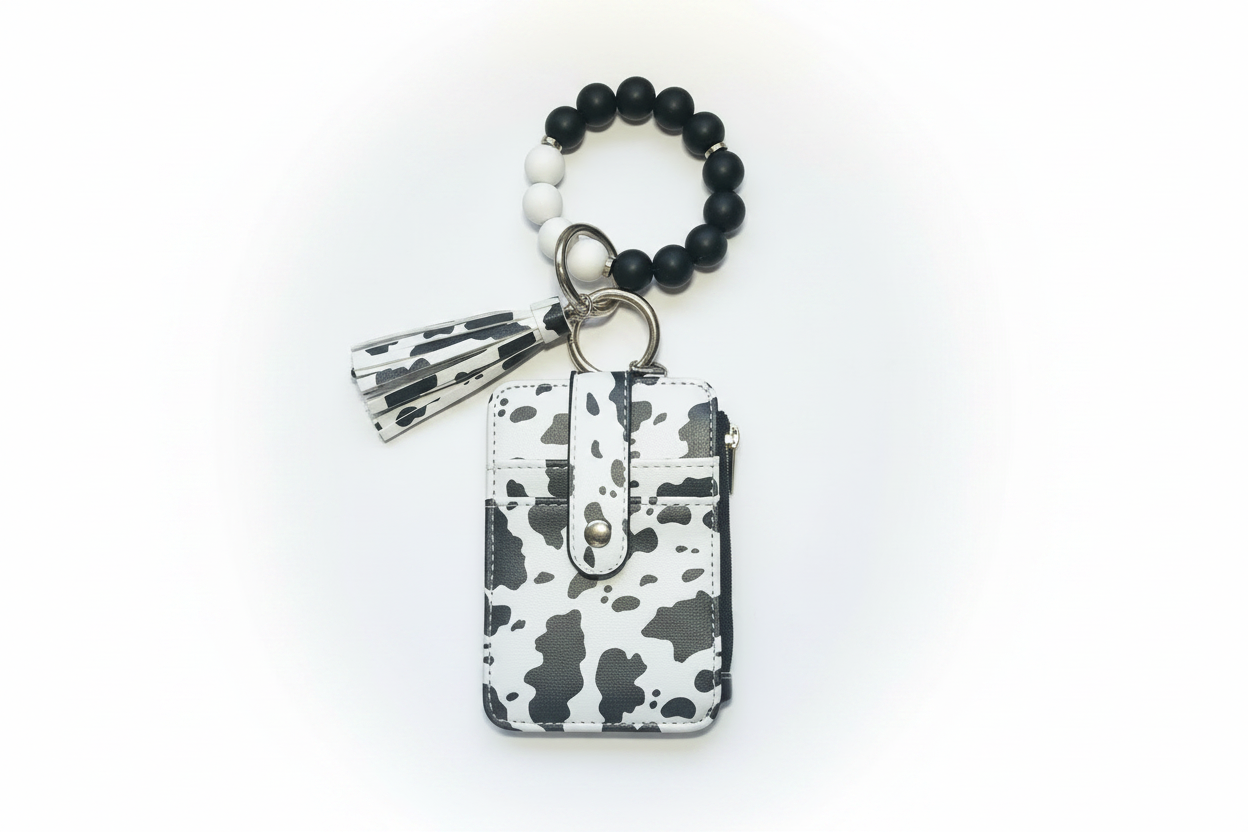 Cow Print Coin Purse - White Studio