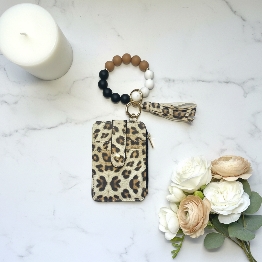 Leopard Print Coin Purse - Marble Flat Lay