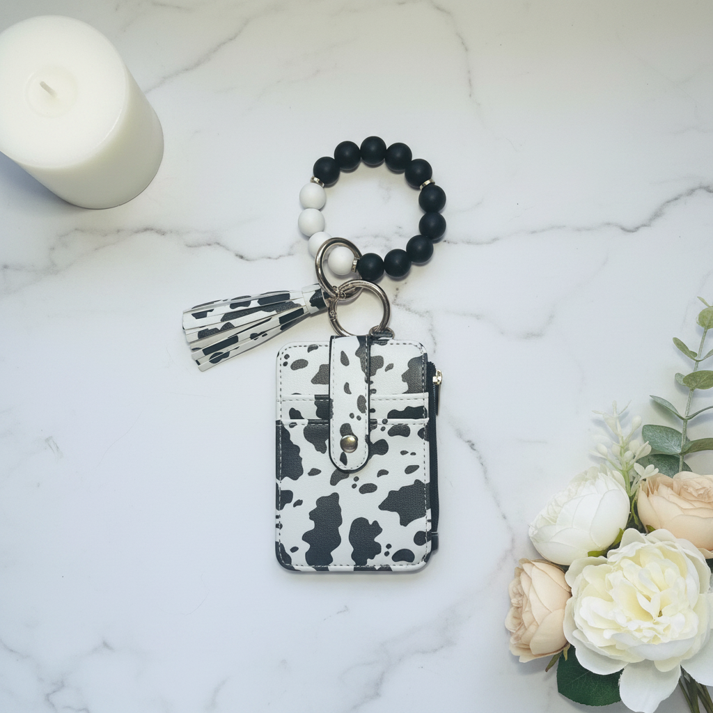 Moo Print Coin Purse & Wristlet - Marble Flat Lay