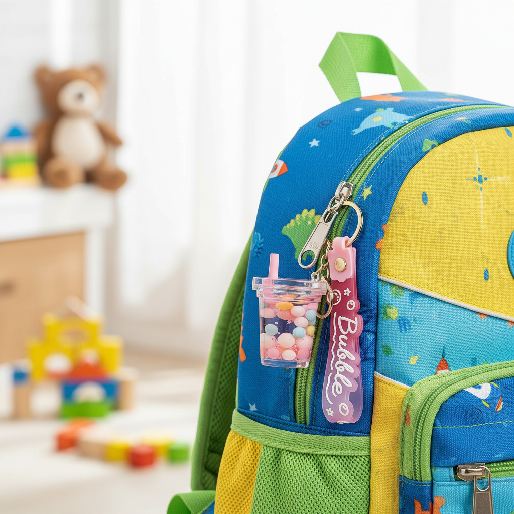 Moving Bubbles Cup Keyring - Kids Backpack Shot