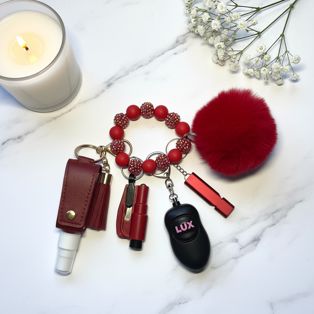 Red Seduction Keychain - Marble Flat Lay