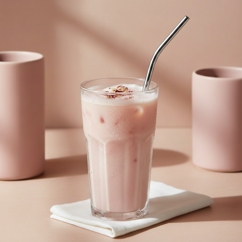 Silver Metal Straw in a Drink